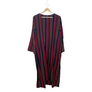 Vintage J.Peterman Striped V Neck Maxi Dress Kaftan MuMu Large